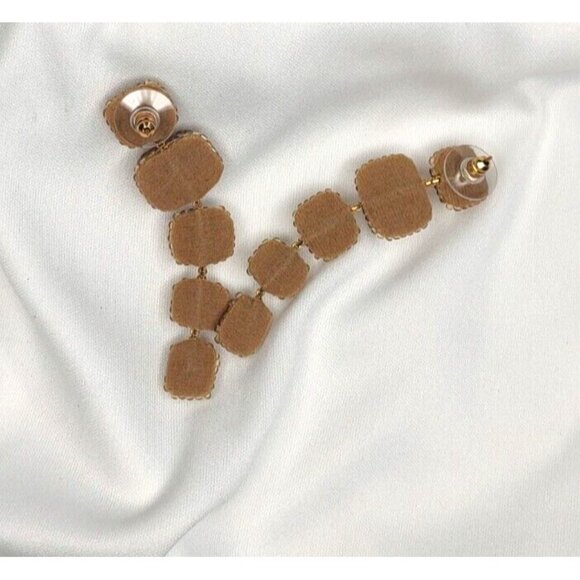 Deepa Gurnani Anthropologie Earrings Crystal Gold Cushion Linear Dangling - Picture 7 of 8